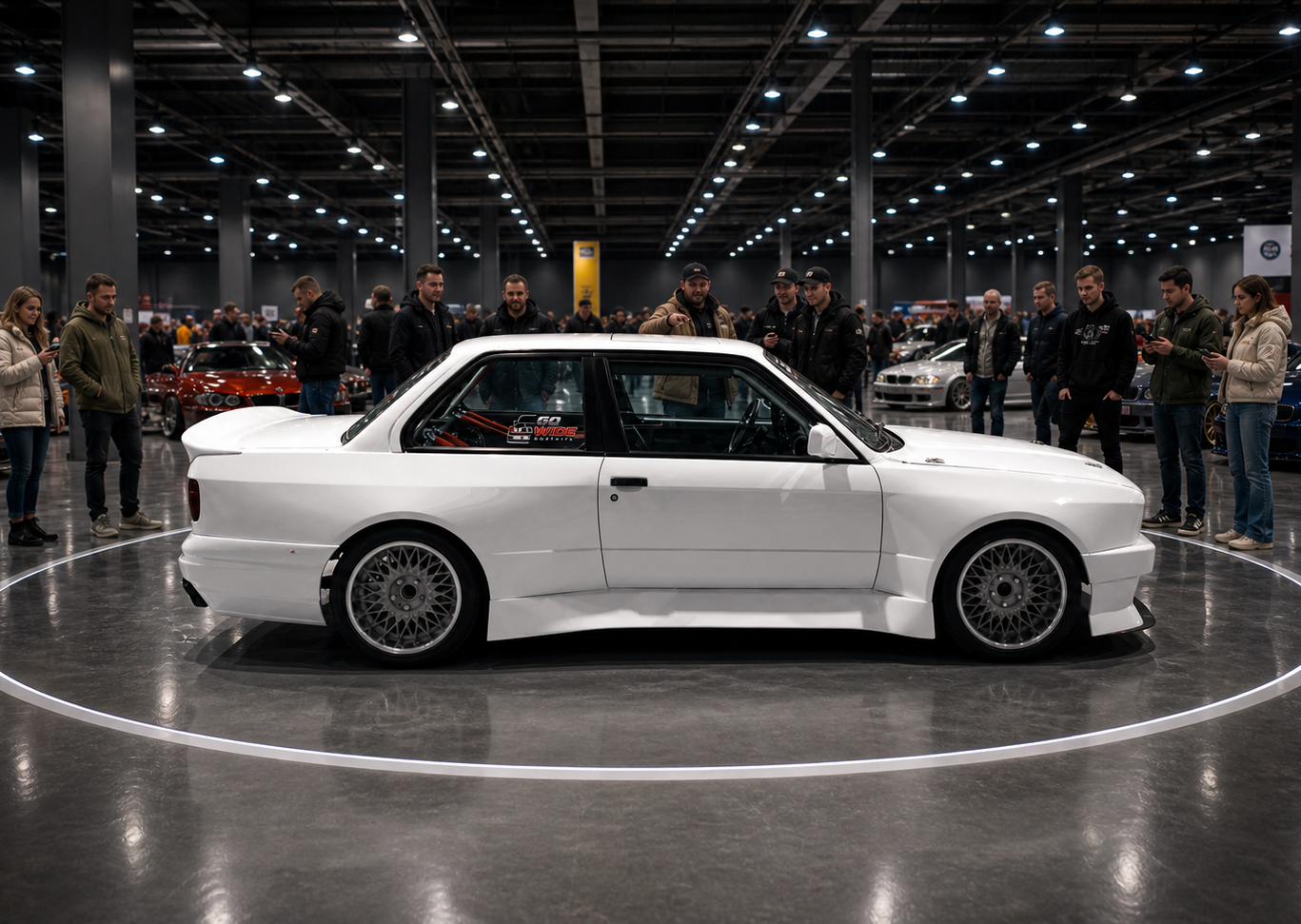 GOwide BMW E30 on exhibition turntable
